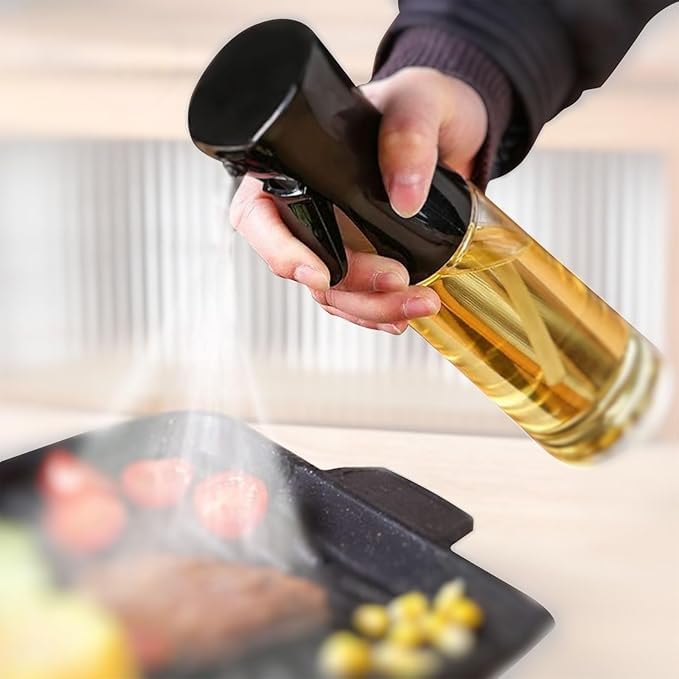 Glass oil Spray Dispenser Cooking 200ml Olive Oil Spray Bottle Refillable Food Grade Oil Vinegar Spritzer Sprinkler Sprayer Mister Used for Air Fryer, Salad Making, Frying, BBQ Multicolor